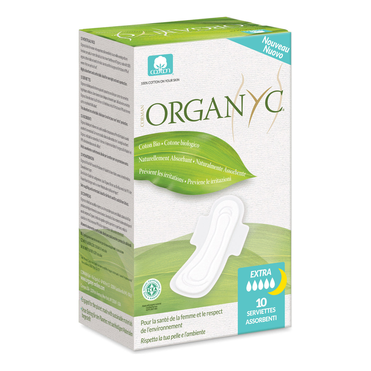 Organyc Organic Cotton Overnight Extra Pads 10 Pads