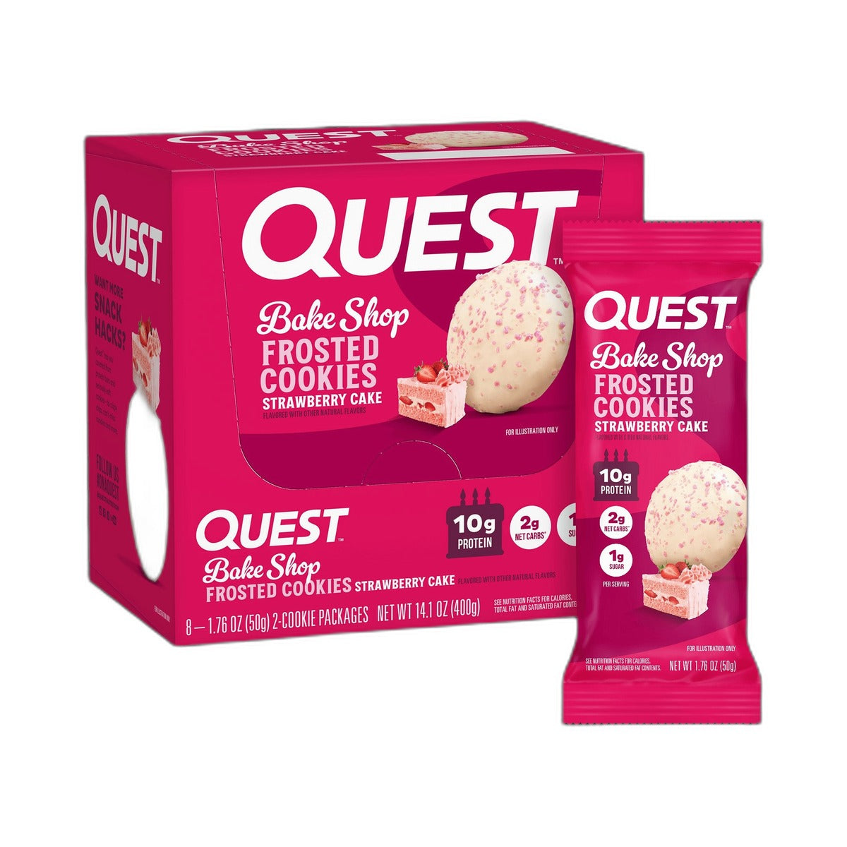 Quest Strawberry Cake Protein Frosted Cookies 50Gm