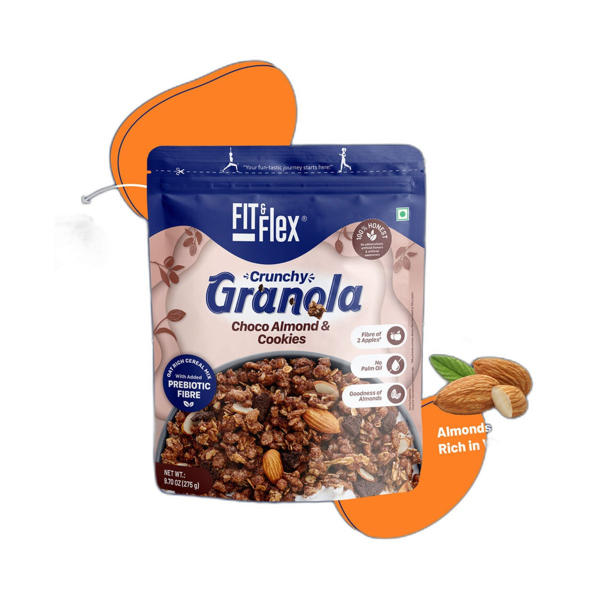 Fit & Flex Choco Almond And Cookies Crunchy Granola 275Gm