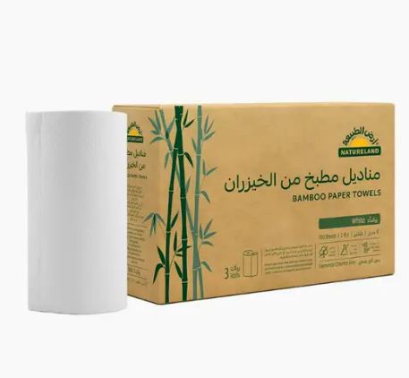 Bamboo White Paper Towels 120 Sheets Pack of 3 Rolls