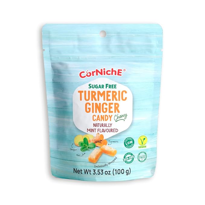 Corniche Mint Flavoured Sugar Free Turmeric Ginger Chew Candy 100gm