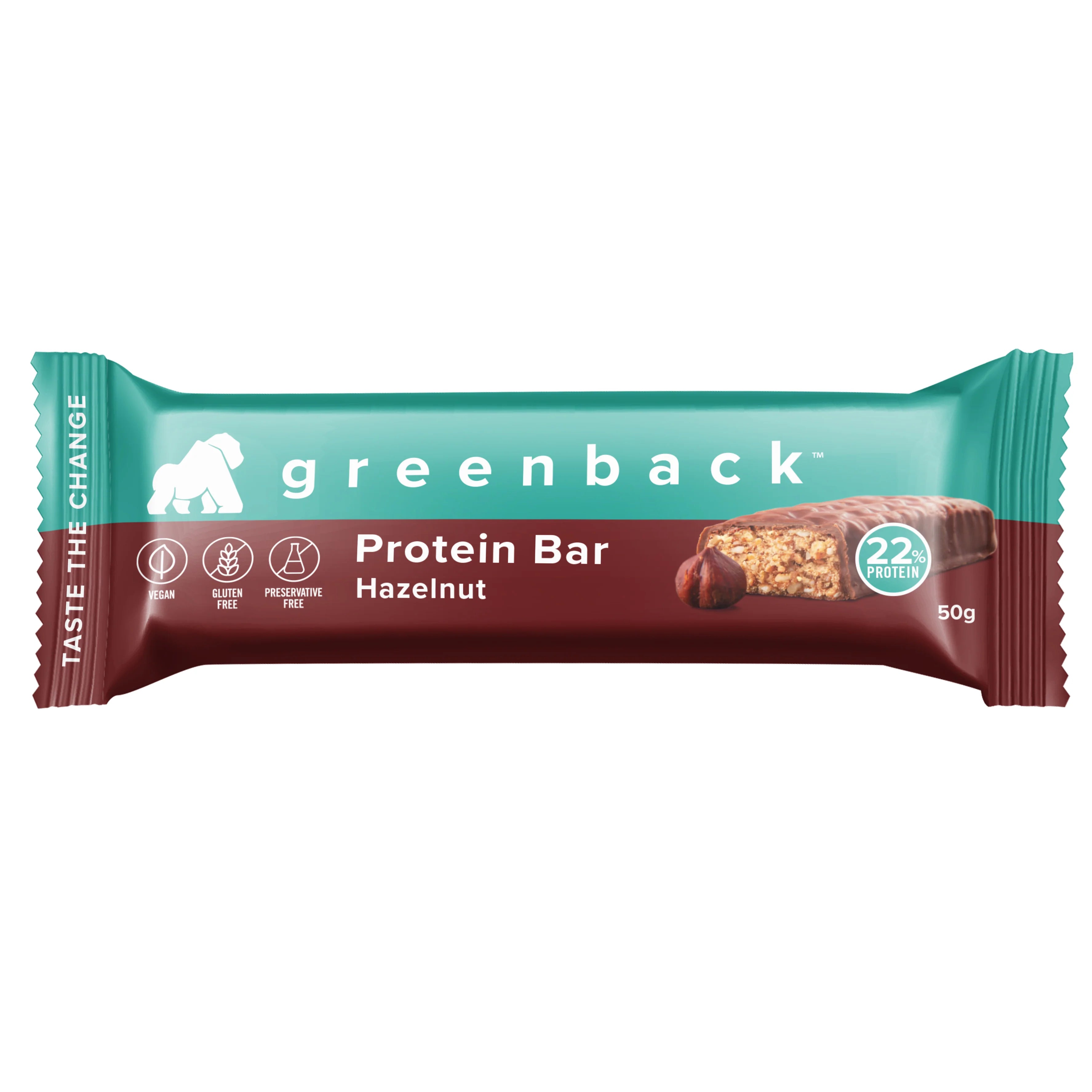 Greenback Hazelnut Vegan Protein Bar 50Gm