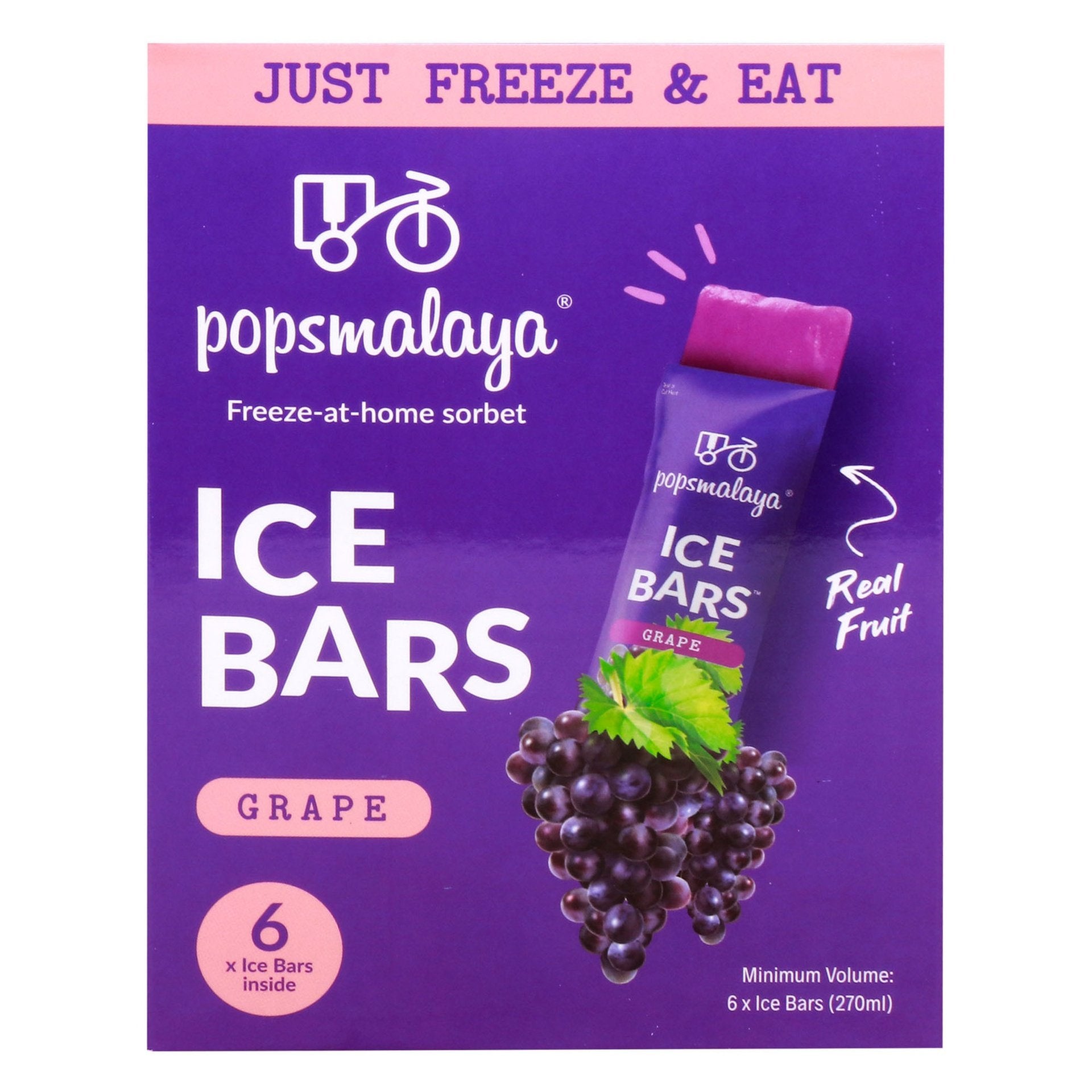 Popsmalaya Grape Ice Bars 6Pcs - 270Gm