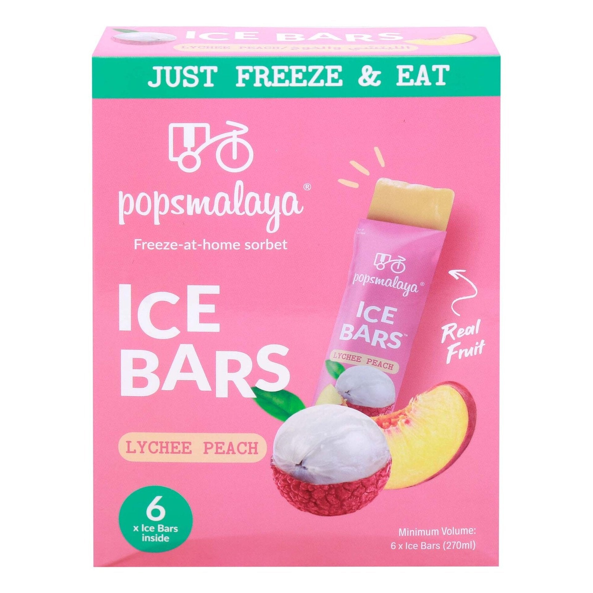 Popsmalaya Lychee Peach Ice Bars 6Pcs 270Gm