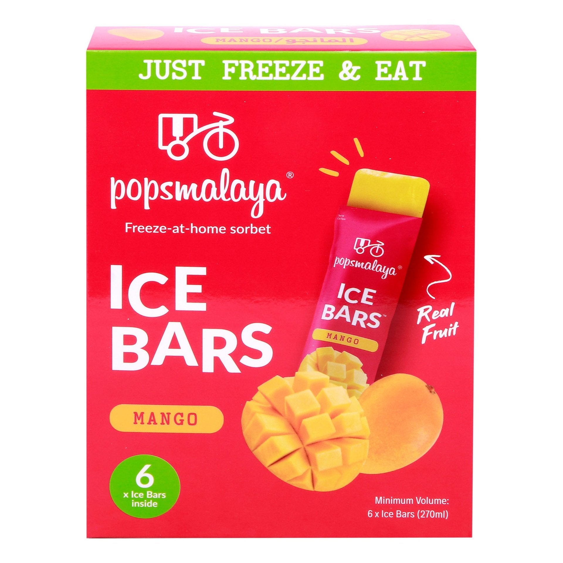 Popsmalaya Mango Ice Bars 6pcs 270Gm