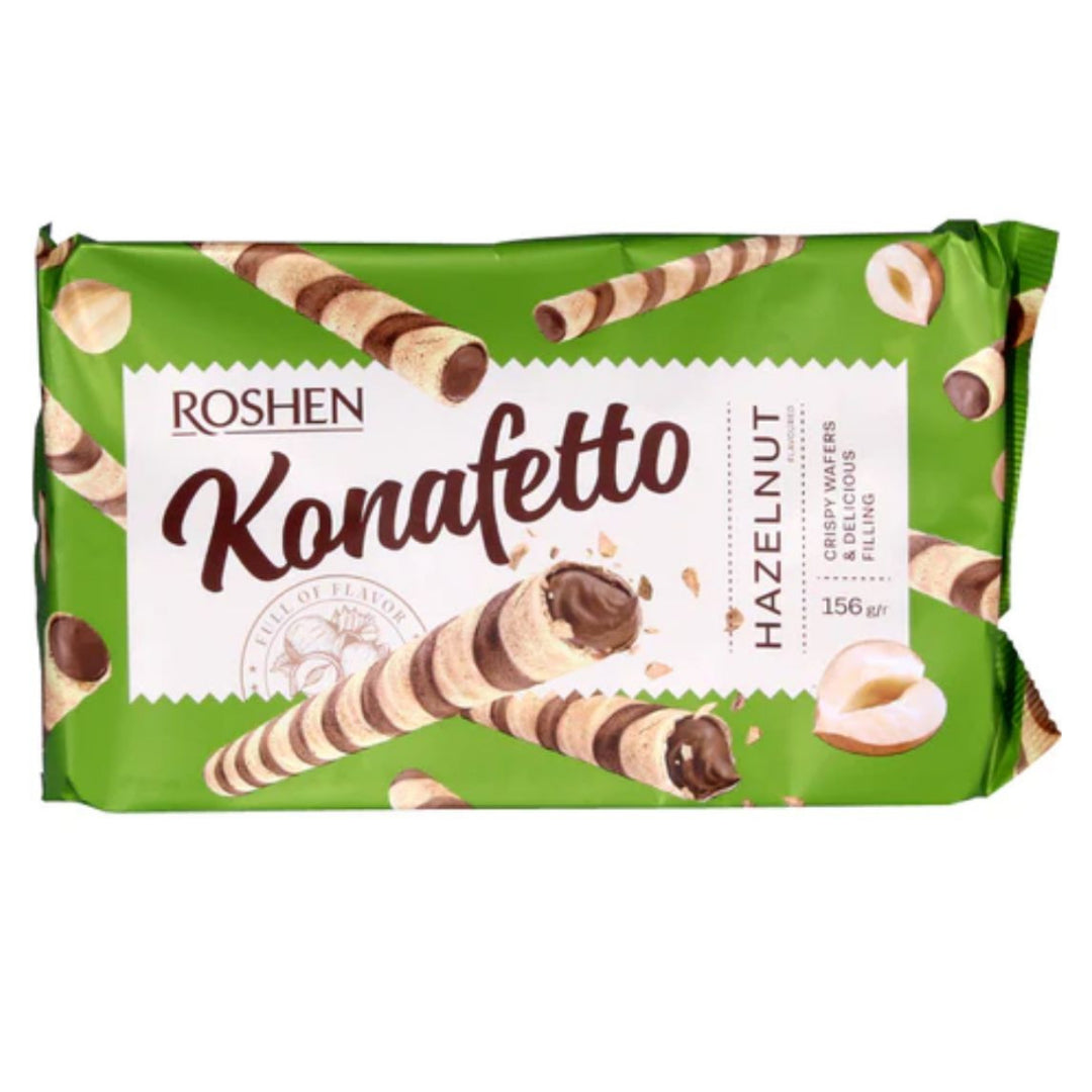 Roshen Hazelnut Flavoured Filling Wafer Rolls 140Gm