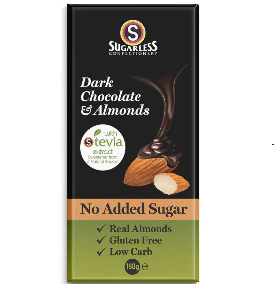 Sugarless With Stevia Dark Chocolate And Almonds1 50Gm hsqaure kuwait
