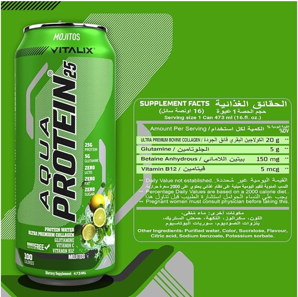 VITALIX Aqua Protein 25 Mojito - Protein Water - 473ml