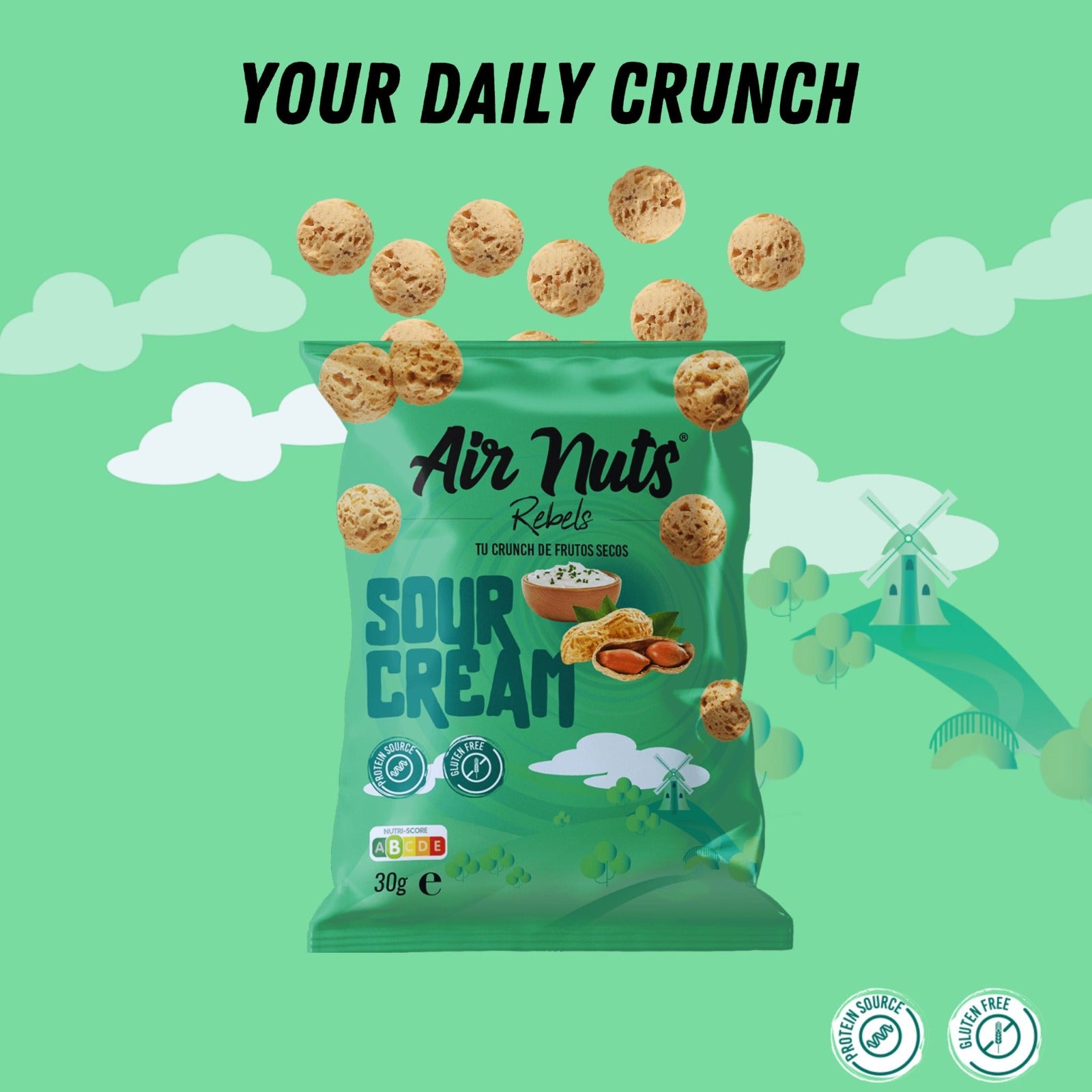 Air Nuts Sour Cream Flavor Peanuts 30Gm