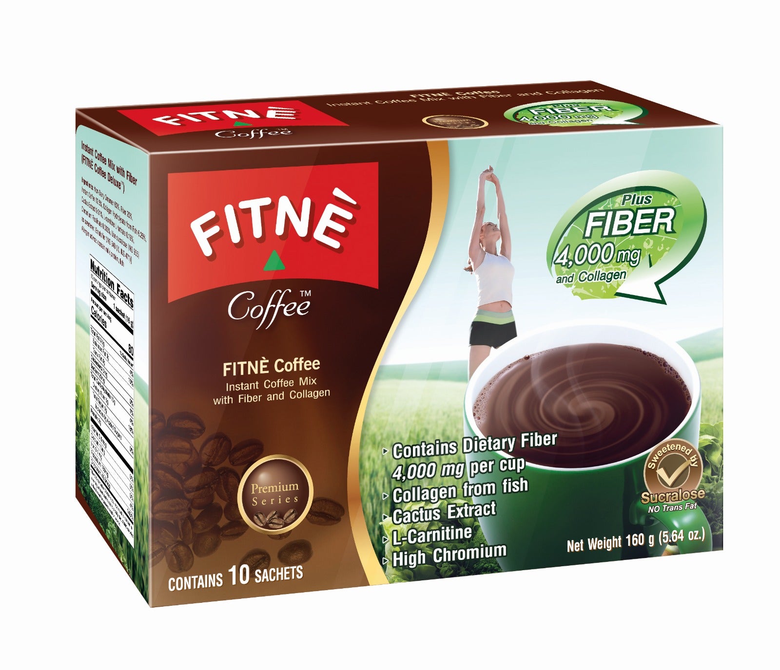 Fitne High Fiber Instant Coffee 10 Sachets 160Gm