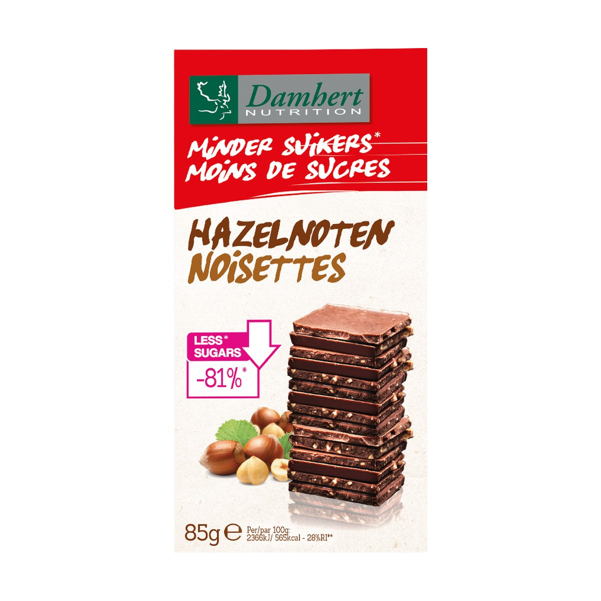 Damhert Sugars Chocolate Tablet Hazelnuts 85Gm