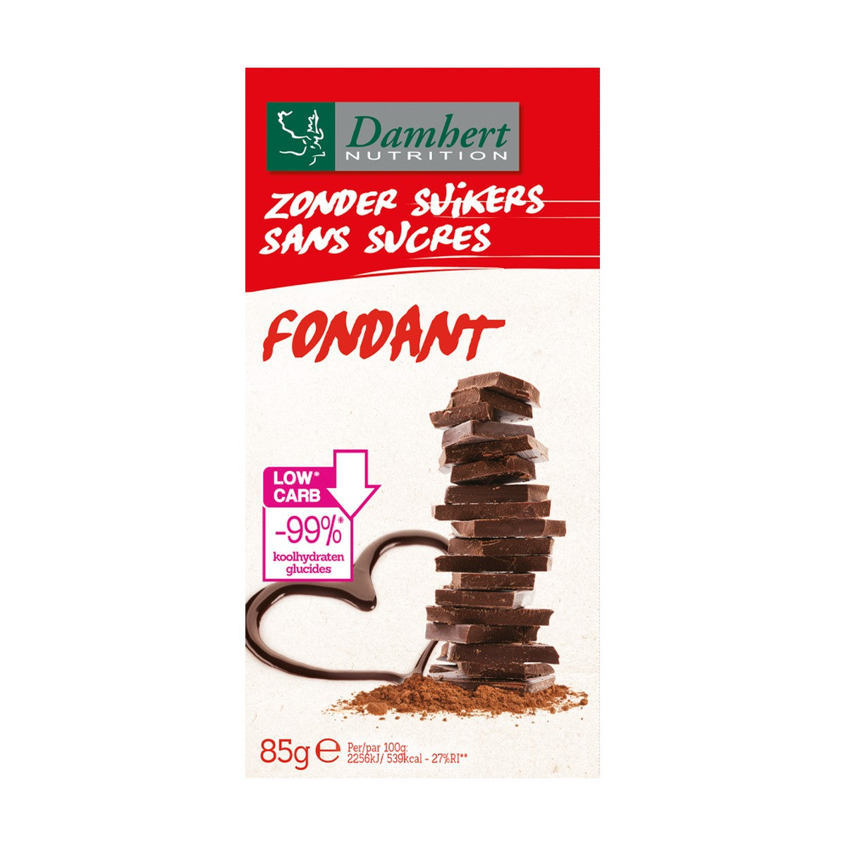 Damhert Without Sugars Chocolate Tablet Dark 85Gm