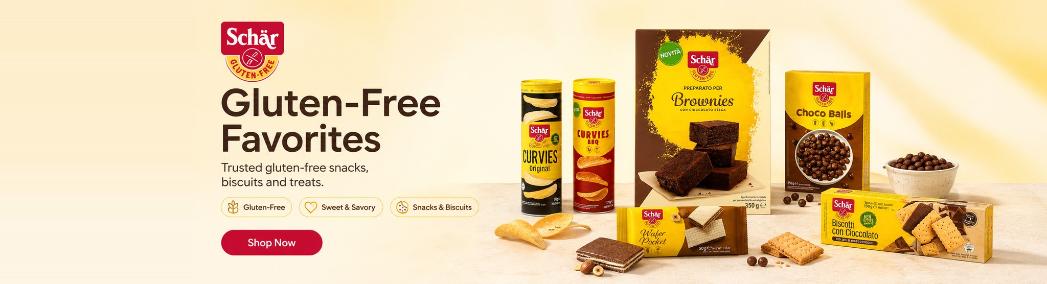 Schär gluten-free snacks, biscuits and treats