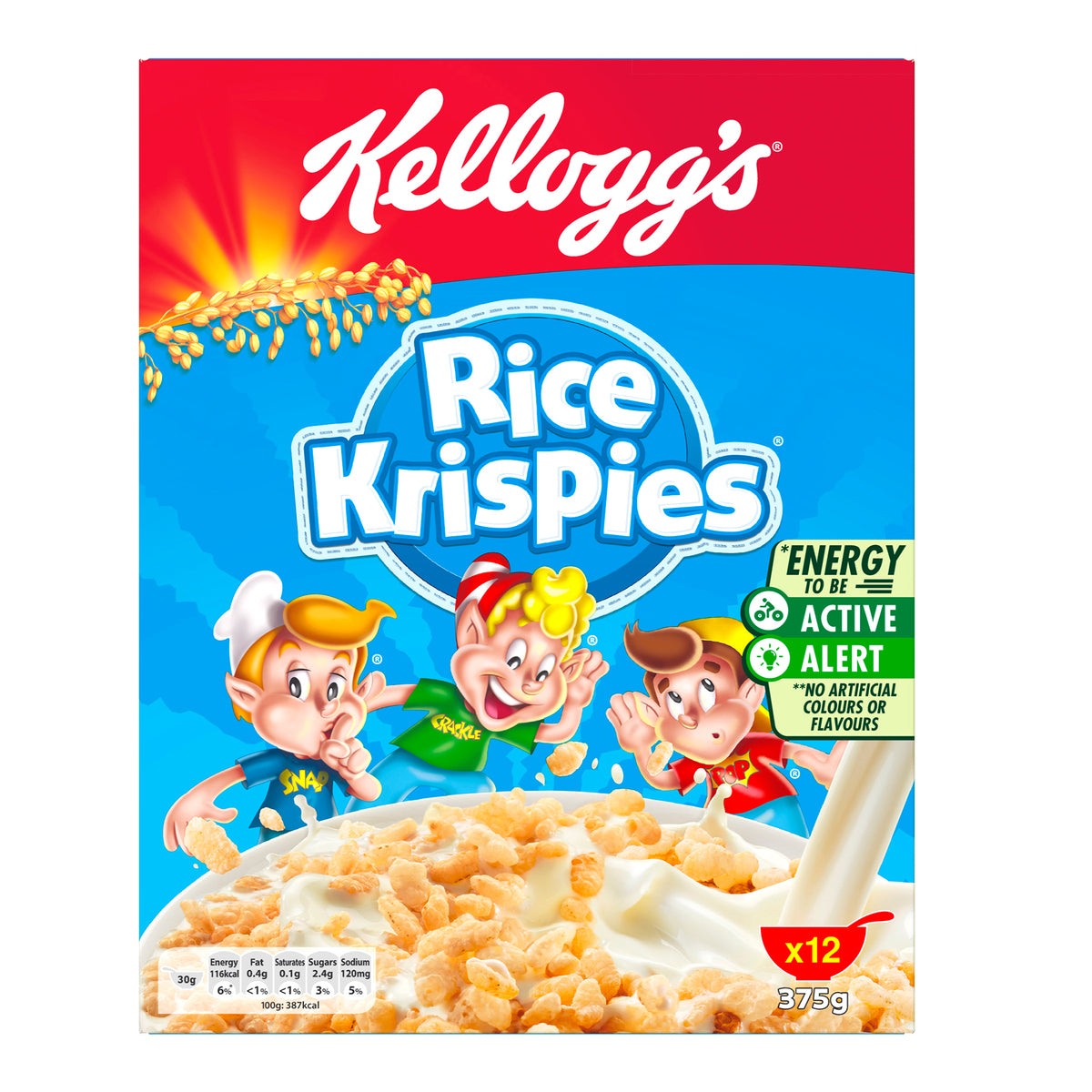 Kellogs Krispies Rice Flakes Cereal 375Gm