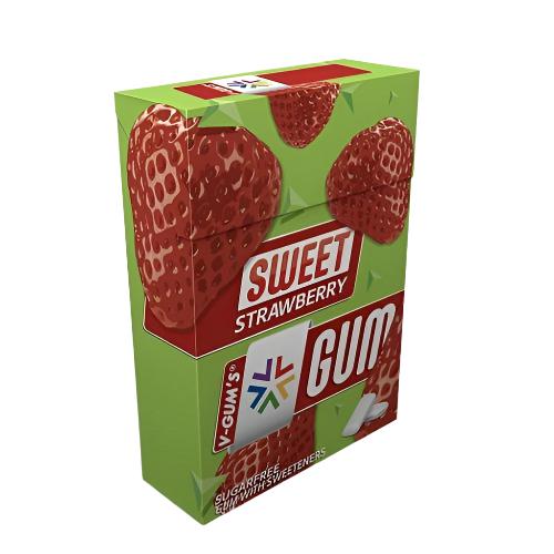 V-Gum Sweet Strawberry Chewing Gum Sugar Free 22.5Gm