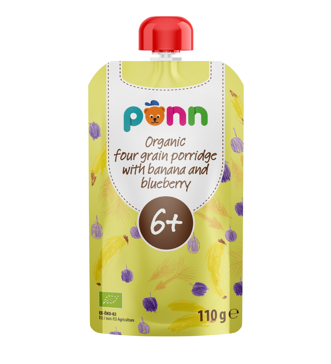 Ponn Banana And Blueberry Organic Four Grain Porridge 110Gm