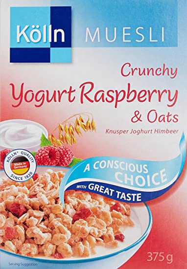 Kolln Crunchy Yoghurt & Raspberry Oats Muesli 375Gm