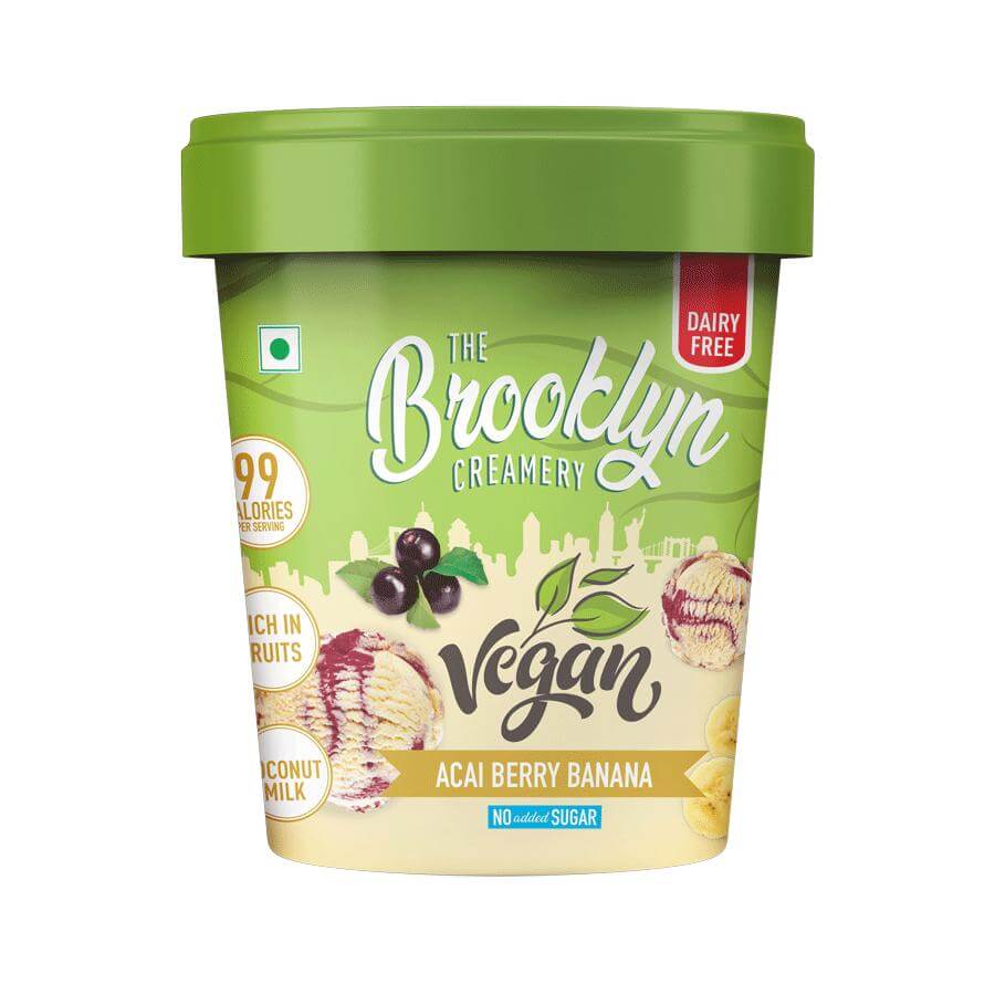 Brooklyn Creamery Acai Berry Banana Vegan Ice Cream Tub 450Ml