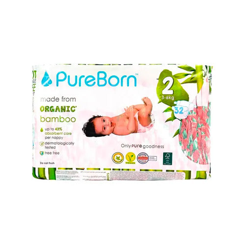 Pureborn Size 2 Single ( 3-6 Kg ) - Diapers 32Pcs