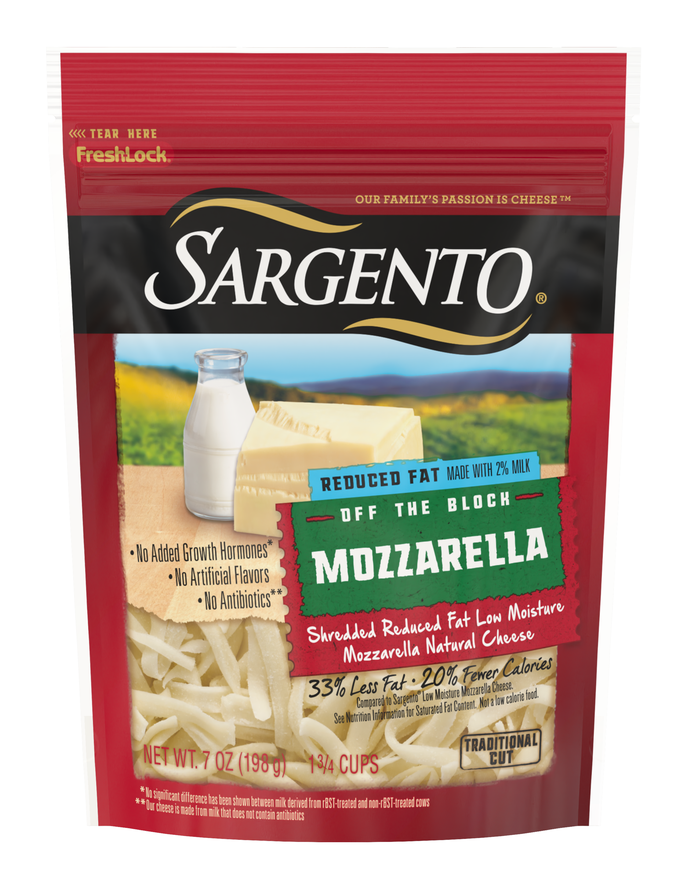 Sargento Reduced Fat Mozzarella 2% Cheese 198Gm